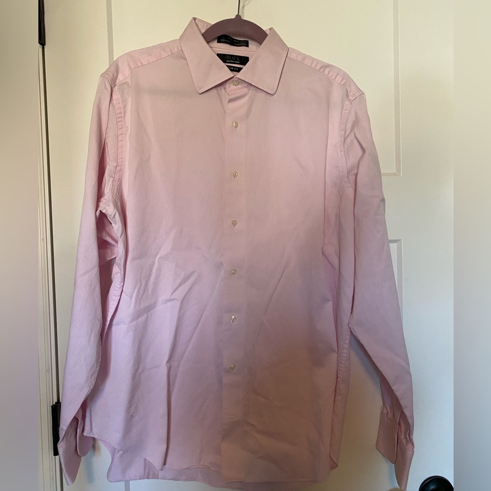 Black Saks 5th Avenue men 100% Cotton dress shirt Pink, size 17 1/2 - 36/37